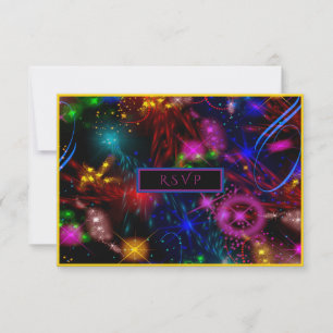 Neon Spiral's Shooting Stars Colour Bursts RSVP Card
