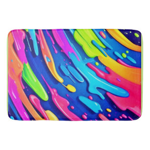 Neon Splash Abstract Art Magic Bath Mat