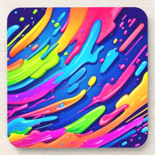 Neon Splash Abstract Art Magic Coaster