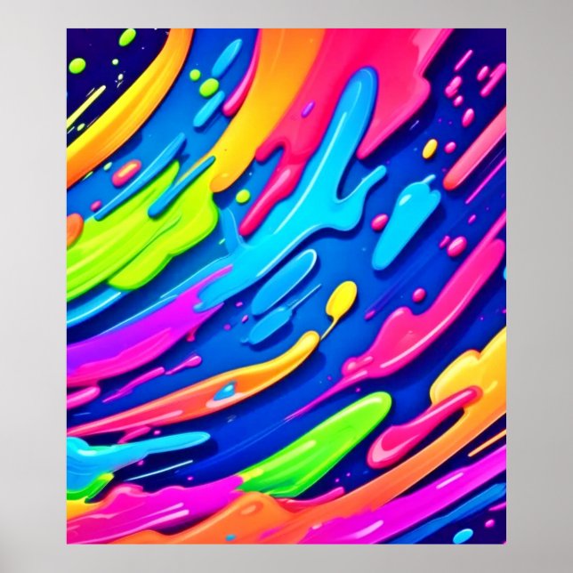 Neon Splash Abstract Art Magic Poster (Front)