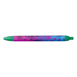 Neon Splashes Of Purple Black Ink Pen