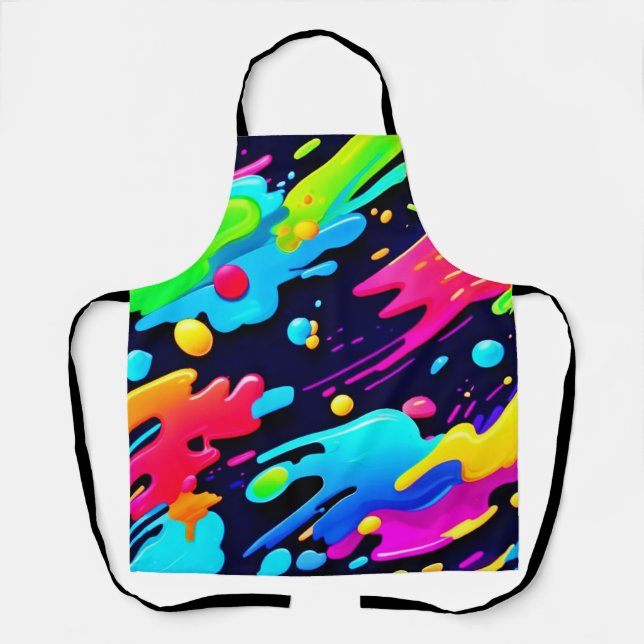 Neon Splatter Flow Art Apron (Front)