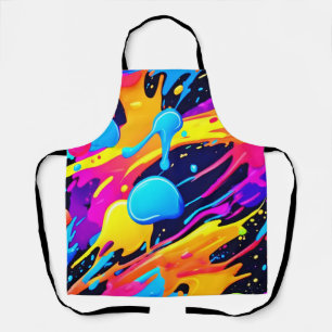 Neon Splatter Paint Art Apron