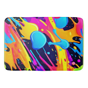 Neon Splatter Paint Art Bath Mat