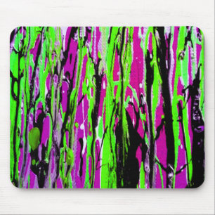 Neon Splatter Paint Purple Green and Black Mouse Mat