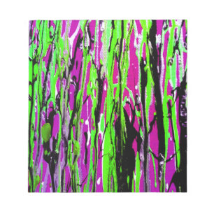 Neon Splatter Paint Purple Green and Black Notepad