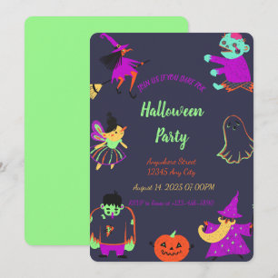 Neon Spooky Halloween Party Invitation