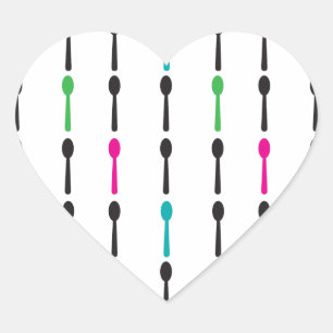 Neon Spoons Heart Sticker