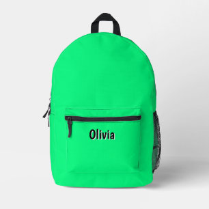 Neon Spring Green and Black 3D Personalised Name  Printed Backpack