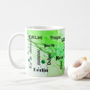 neon spring green marble swirl Mega city Coffee Mug