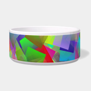 neon squares cat food bowl