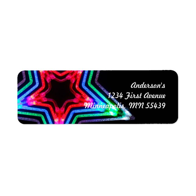 Neon Star Light Custom Return Address Labels (Front)