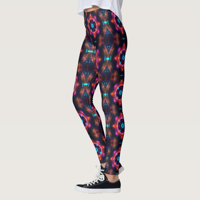 Neon Starburst Kaleidoscope Leggings (Left)