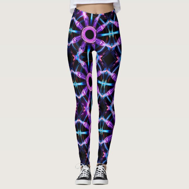 Neon Starburst Kaleidoscope Leggings (Front)