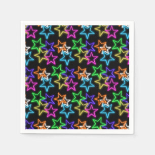 Neon Stars On Black    Napkin