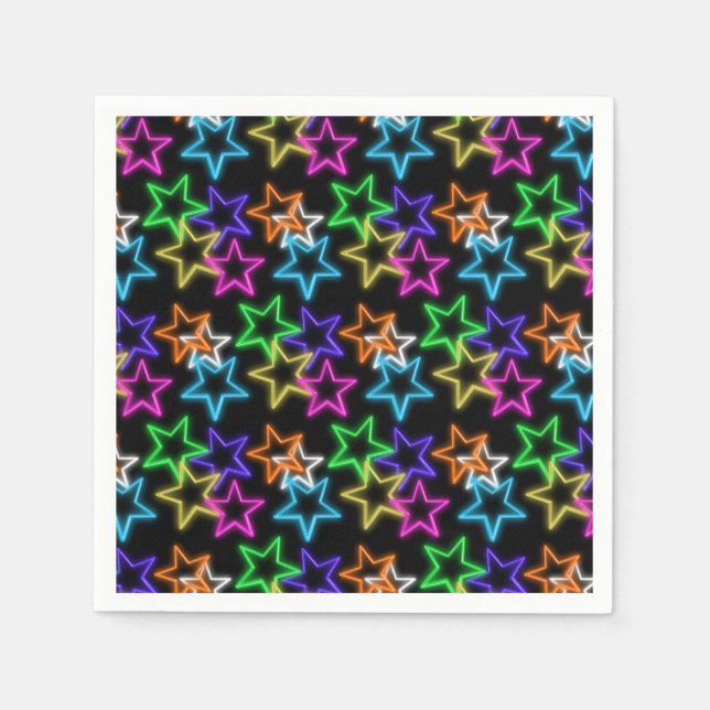 Neon Stars On Black    Napkin (Front)