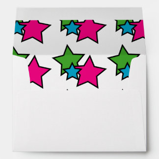 Neon Stars Pink Blue Green 80s Retro Envelope