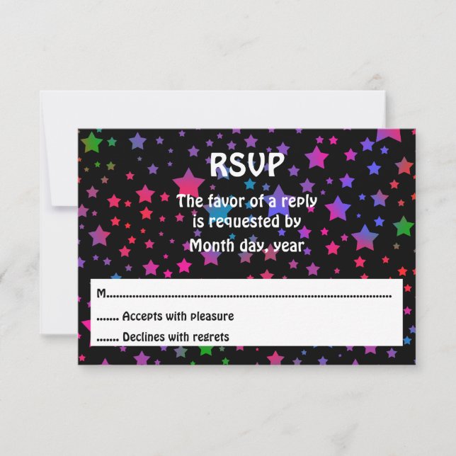 Neon Stars RSVP Card (Front)