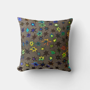Neon Stars Throw Pillows