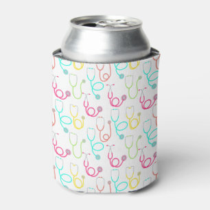 Neon Stethoscope Pattern Can Cooler
