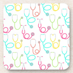 Neon Stethoscope Pattern Coaster