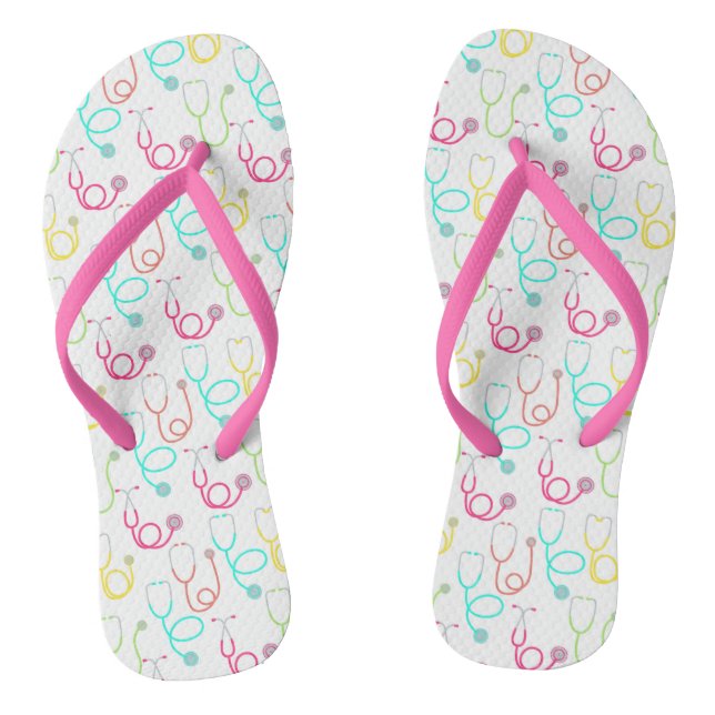 Neon Stethoscope Pattern Flip Flops (Footbed)