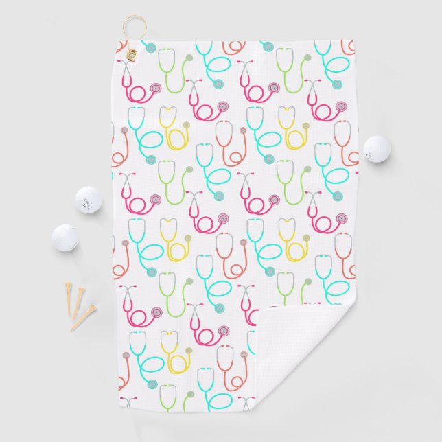 Neon Stethoscope Pattern Golf Towel (InSitu)