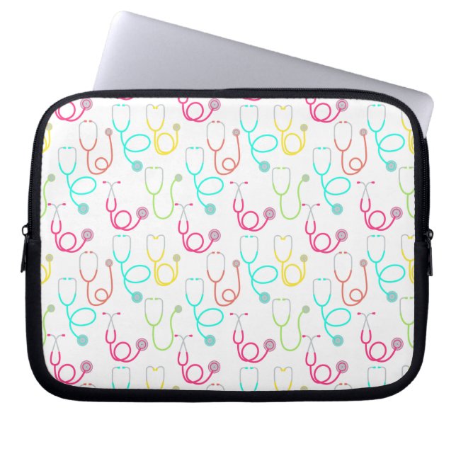 Neon Stethoscope Pattern Laptop Sleeve (Front)