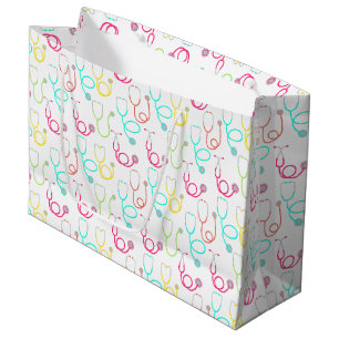Neon Stethoscope Pattern Large Gift Bag
