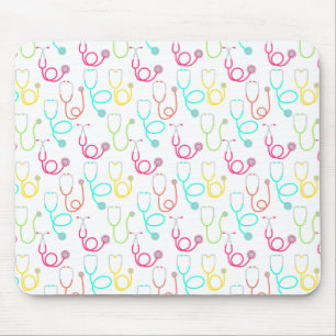 Neon Stethoscope Pattern Mouse Mat