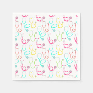 Neon Stethoscope Pattern Napkin