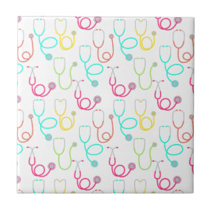 Neon Stethoscope Pattern Tile