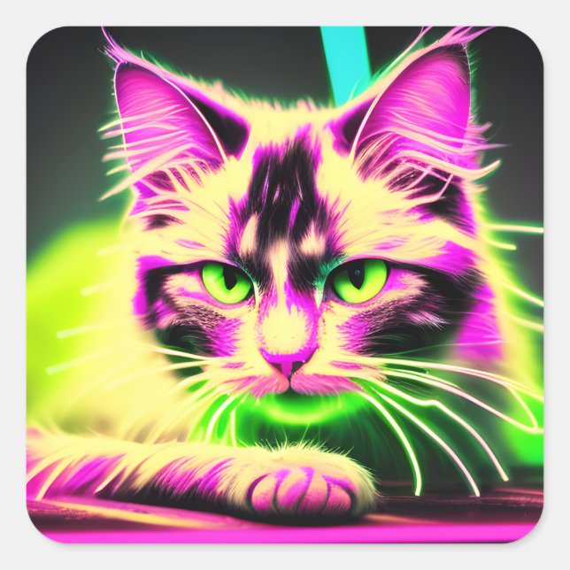 Neon Stickers Feline Fiesta: Teen Girl Birthday  (Front)