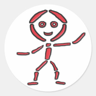 Neon Stickman Classic Round Sticker