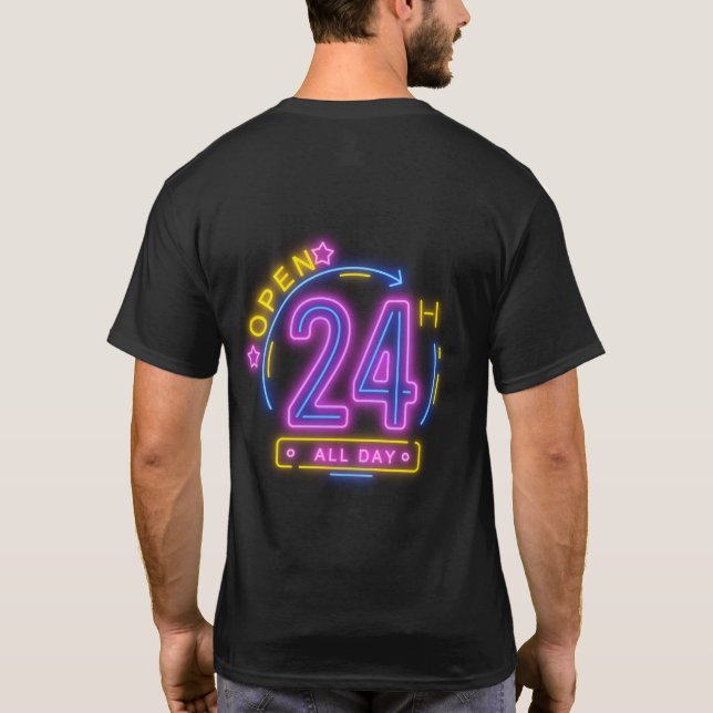 Neon Stores open 24-hour Cling Templet T-Shirt (Back)