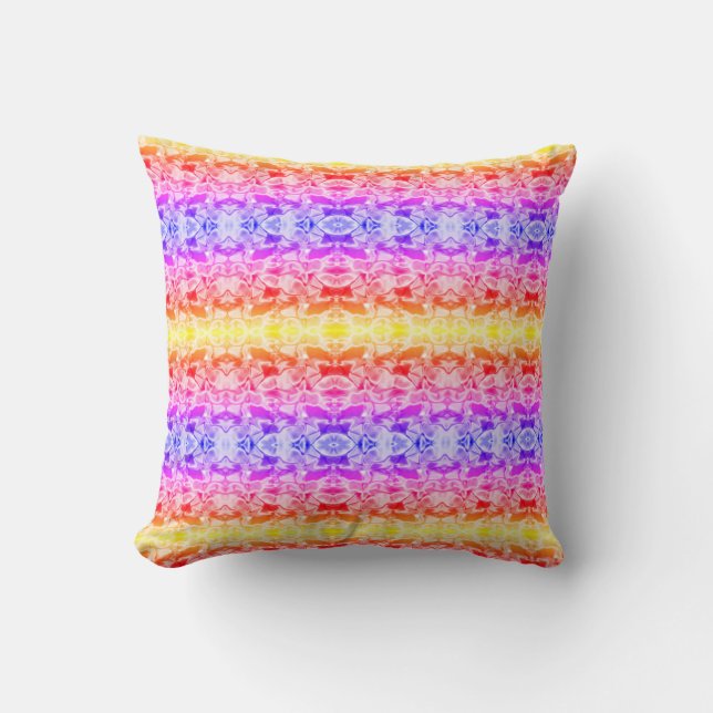 Neon Stripe Pattern Bright Fabric Silky Cushion (Front)