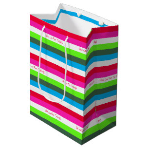 Neon Stripe Personalised Holiday Medium Gift Bag