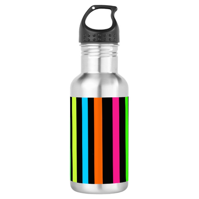 Neon stripes 532 ml water bottle (Front)