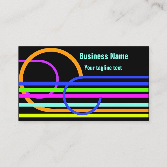 Neon Stripes and Curves Business Card (Front)