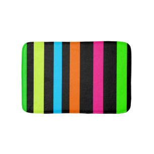 Neon stripes bath mat