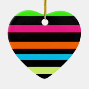 Neon stripes ceramic tree decoration