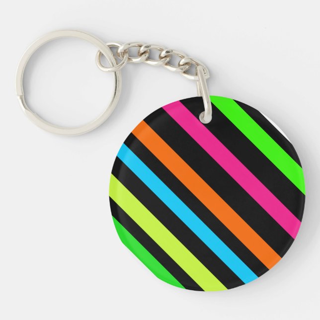 Neon stripes key ring (Front)