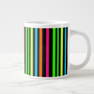 Neon stripes large coffee mug