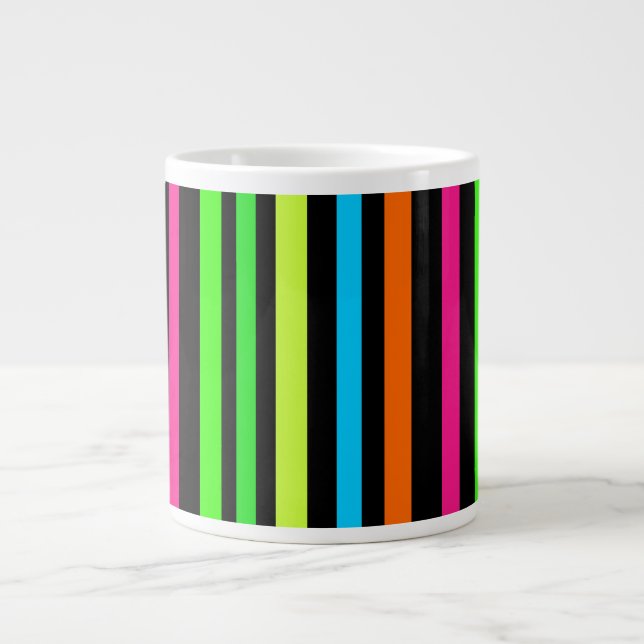 Neon stripes large coffee mug (Front)