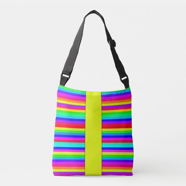 Neon Stripes Of Funky Colour Crossbody Bag (Front)