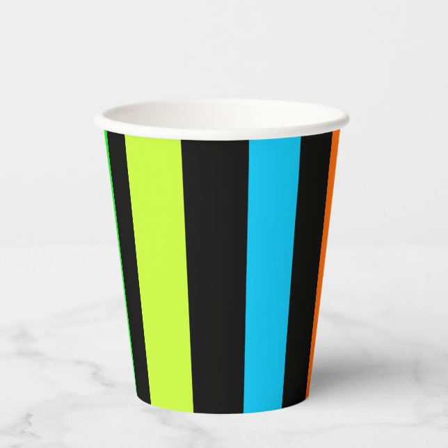Neon stripes paper cups (Front)