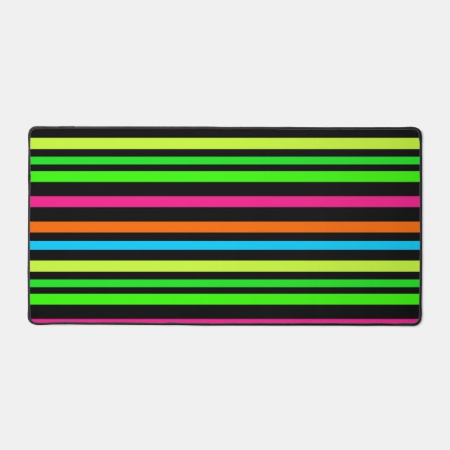 Neon Stripes Pattern Desk Mat (Front)
