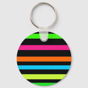 Neon Stripes Pattern Key Ring