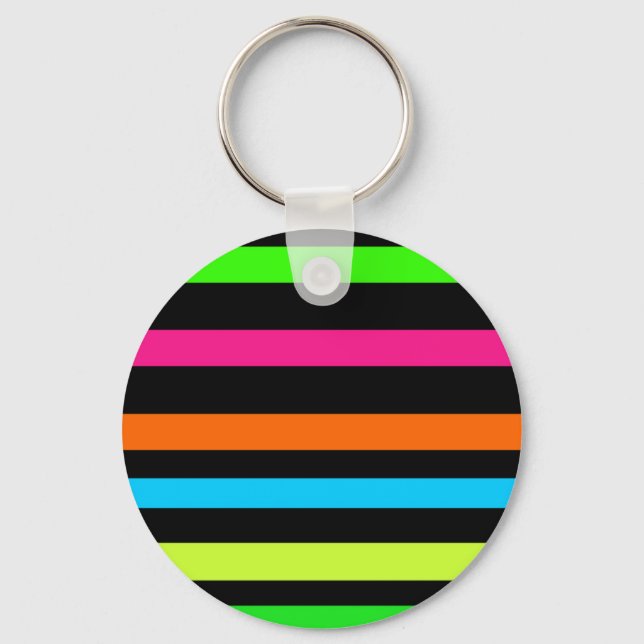 Neon Stripes Pattern Key Ring (Front)