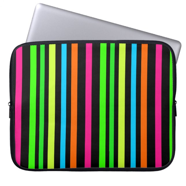 Neon Stripes Pattern Laptop Sleeve (Front)